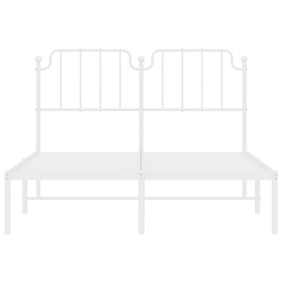 Valkoinen metallinen sängynrunko päädyllä Siegfried 140x190cm