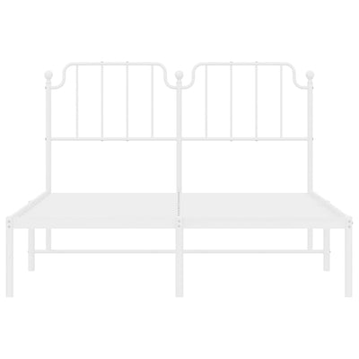 Valkoinen metallinen sängynrunko päädyllä Siegfried 150x200cm