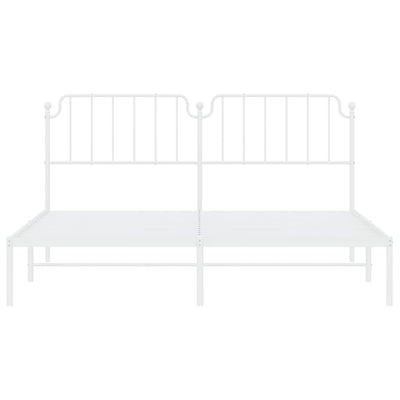 Valkoinen metallinen sängynrunko päädyllä Siegfried 160x200cm