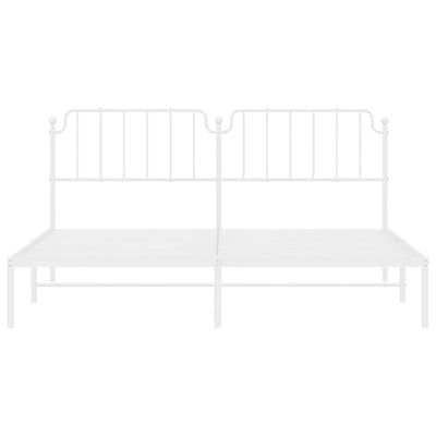 Valkoinen metallinen sängynrunko päädyllä Siegfried 193x203cm