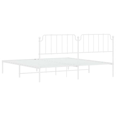 Valkoinen metallinen sängynrunko päädyllä Siegfried 193x203cm