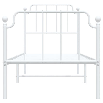 Valkoinen metallinen sängynrunko päädyillä Siegfried 75x190cm
