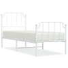 Valkoinen metallinen sängynrunko päädyillä Siegfried 80x200cm