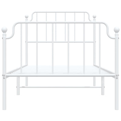 Valkoinen metallinen sängynrunko päädyillä Siegfried 90x190cm