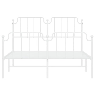 Valkoinen metallinen sängynrunko päädyillä Siegfried 135x190cm