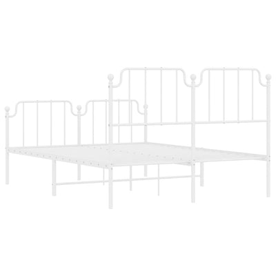 Valkoinen metallinen sängynrunko päädyillä Siegfried 135x190cm