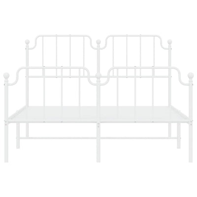 Valkoinen metallinen sängynrunko päädyillä Siegfried 140x190cm