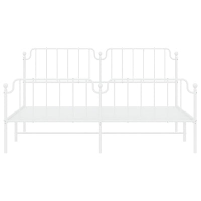 Valkoinen metallinen sängynrunko päädyillä Siegfried 183x213cm