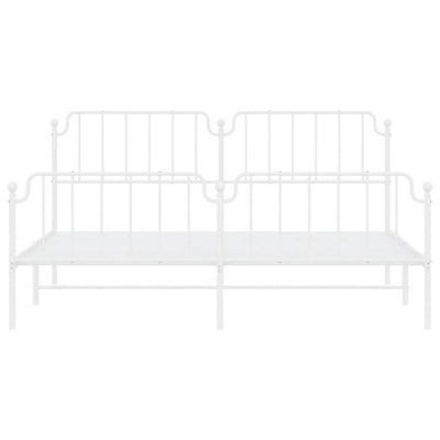 Valkoinen metallinen sängynrunko päädyillä Siegfried 193x203cm