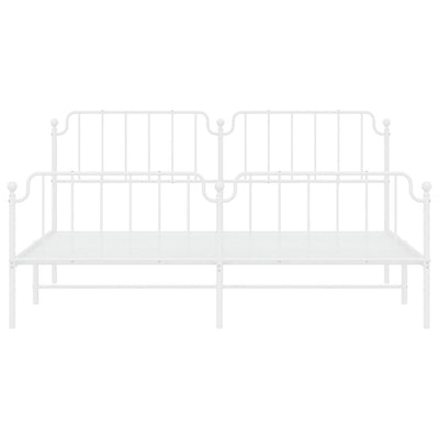Valkoinen metallinen sängynrunko päädyillä Siegfried 200x200cm