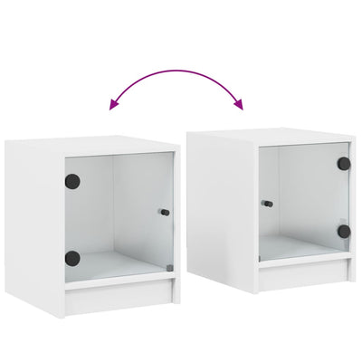 Valkoinen yöpöytä Baruh 35x37x42cm (lasiovilla)