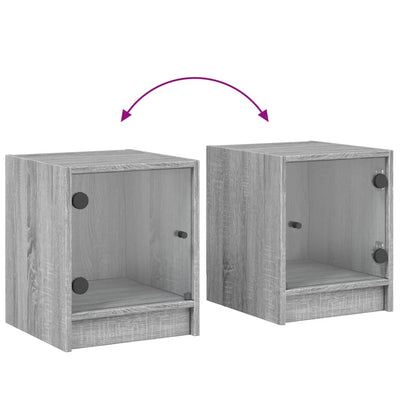 Harmaa yöpöytä Baruh 35x37x42cm (lasiovella sonoma)