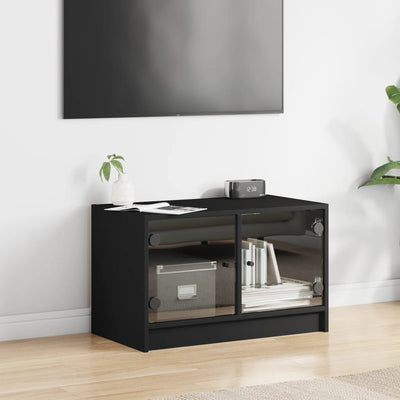 TV-taso lasiovilla musta 68x37x42 cm