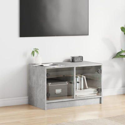 TV-taso lasiovilla betoninharmaa 68x37x42 cm