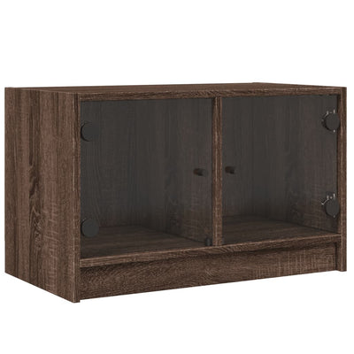 TV-taso lasiovilla ruskea tammi 68x37x42 cm