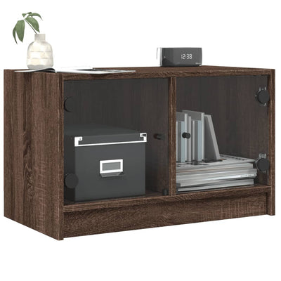 TV-taso lasiovilla ruskea tammi 68x37x42 cm