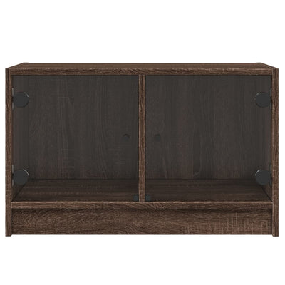 TV-taso lasiovilla ruskea tammi 68x37x42 cm