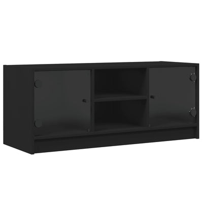 TV-taso lasiovilla musta 102x37x42 cm