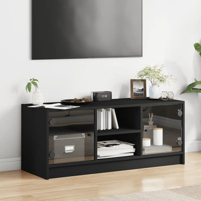 TV-taso lasiovilla musta 102x37x42 cm