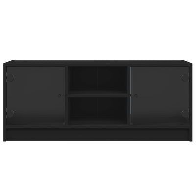TV-taso lasiovilla musta 102x37x42 cm