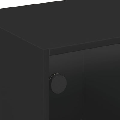 TV-taso lasiovilla musta 102x37x42 cm