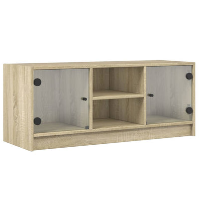 TV-taso lasiovilla Sonoma-tammi 102x37x42 cm