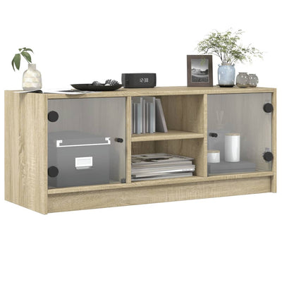 TV-taso lasiovilla Sonoma-tammi 102x37x42 cm