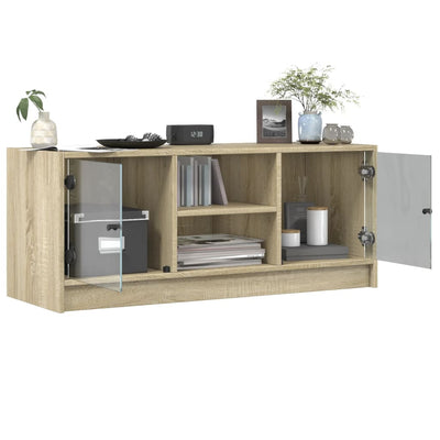 TV-taso lasiovilla Sonoma-tammi 102x37x42 cm