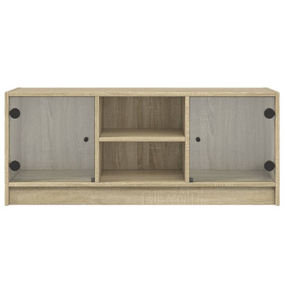 TV-taso lasiovilla Sonoma-tammi 102x37x42 cm