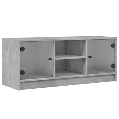 TV-taso lasiovilla betoninharmaa 102x37x42 cm