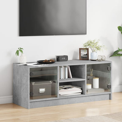 TV-taso lasiovilla betoninharmaa 102x37x42 cm