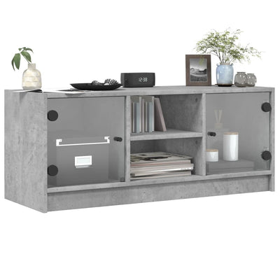TV-taso lasiovilla betoninharmaa 102x37x42 cm