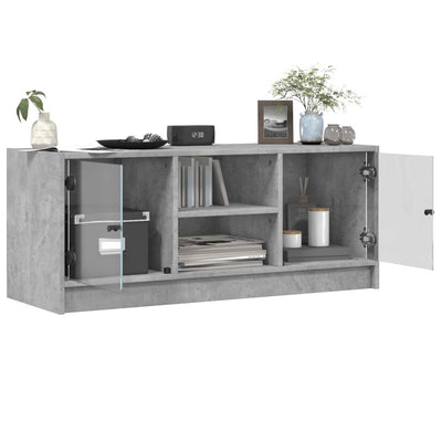 TV-taso lasiovilla betoninharmaa 102x37x42 cm