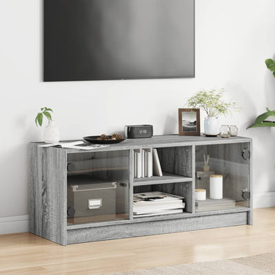TV-taso lasiovilla harmaa Sonoma 102x37x42 cm