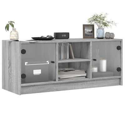 TV-taso lasiovilla harmaa Sonoma 102x37x42 cm