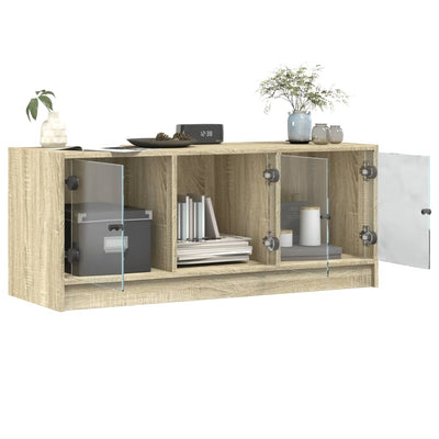 TV-taso lasiovilla Sonoma-tammi 102x37x42 cm