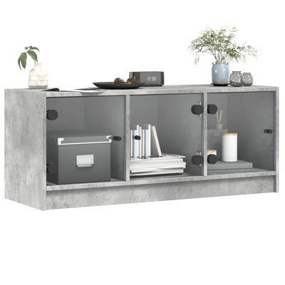 TV-taso lasiovilla betoninharmaa 102x37x42 cm