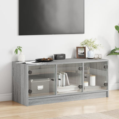 TV-taso lasiovilla harmaa Sonoma 102x37x42 cm