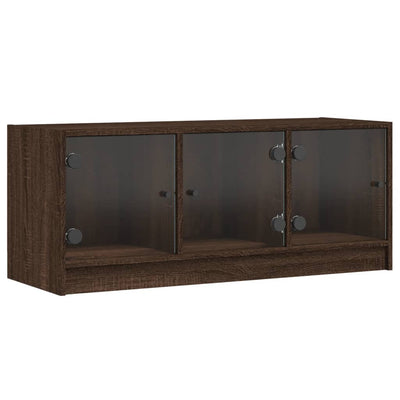 TV-taso lasiovilla ruskea tammi 102x37x42 cm