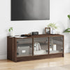 TV-taso lasiovilla ruskea tammi 102x37x42 cm
