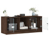 TV-taso lasiovilla ruskea tammi 102x37x42 cm