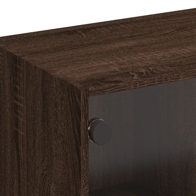 TV-taso lasiovilla ruskea tammi 102x37x42 cm