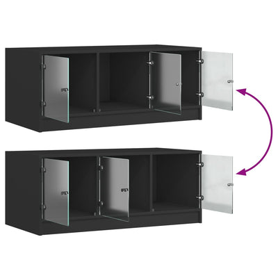 Musta sohvapöytä lasiovilla Lura 102x50x42cm