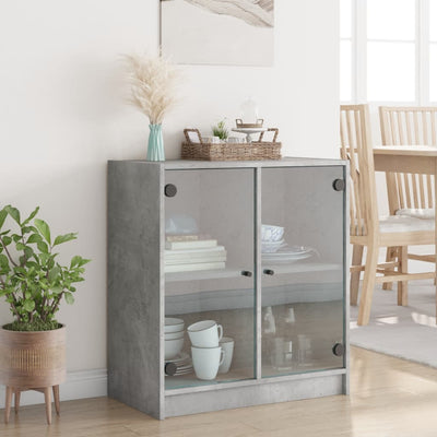 Sivukaappi lasiovilla betoninharmaa 68x37x75,5 cm
