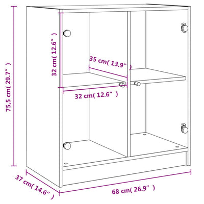Sivukaappi lasiovilla betoninharmaa 68x37x75,5 cm
