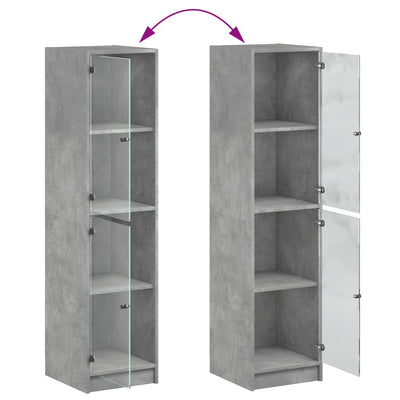 Kaappi lasiovilla betoninharmaa 35x37x142 cm