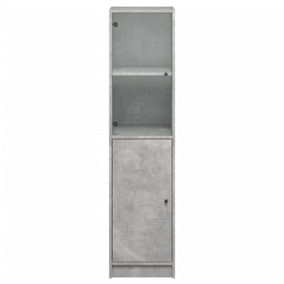 Kaappi lasiovella betoninharmaa 35x37x142 cm