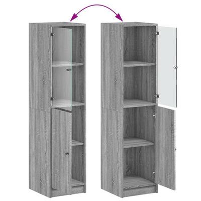 Harmaa kaappi lasiovella Marascu 35x37x142cm (sonoma)