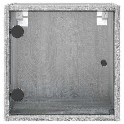Yöpöydät lasiovilla 2 kpl harmaa Sonoma 35x37x35 cm