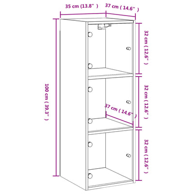 Savutammi seinäkaappi Pava 35x37x100cm (lasiovilla)
